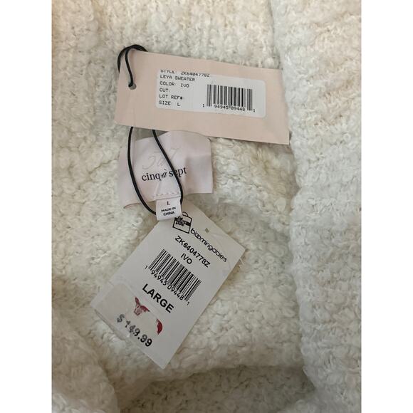 Cinq a Sept NWT Ivory Leya Wool Blend Off The Shoulder Winter Sweater Size Large - Picture 6 of 9